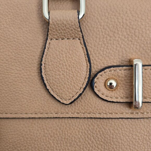 Neiman Marcus Dasein Women Brown Vegan Leather Lock Style Top Handle Bag - Picture 5 of 6